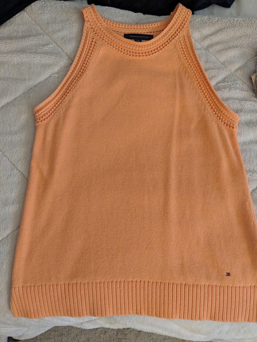 Tommy Hilfiger Peach Crochet-Trim Knit Tank